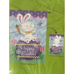 HAPPY EASTER BUNNY 28" X 40" PORCH FLAG 26-3024-111 FLIP IT! RAIN SHINE SPRING
